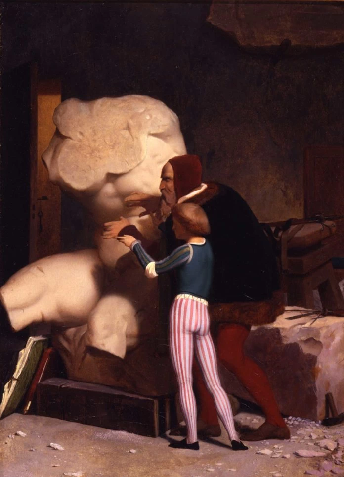 Michelangelo viene mostrato al Torso del Belvedere - Dahesh Museum of Art, New York